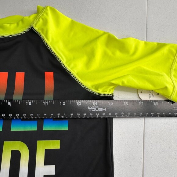 Wonder Nation Boys Neon Swim Chill Mode On Graphic Raglan Rash Guard Shirt - Picture 5 of 7